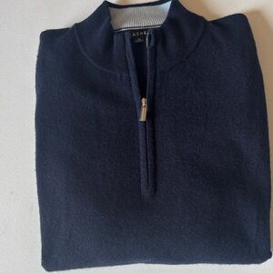 Asher Men's CASHMERE Zip-Up Navy Sweater